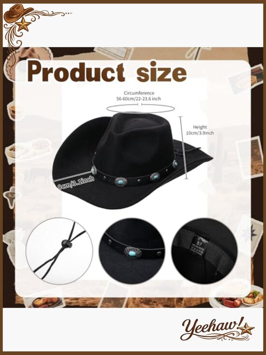 PRESTIGE VOYAGER Western Classic Cowboys Hat for Women Teens  Western Wide Brim Hat and Cowgirl Belt Set, Suede and Leather, Adjustable Sizes